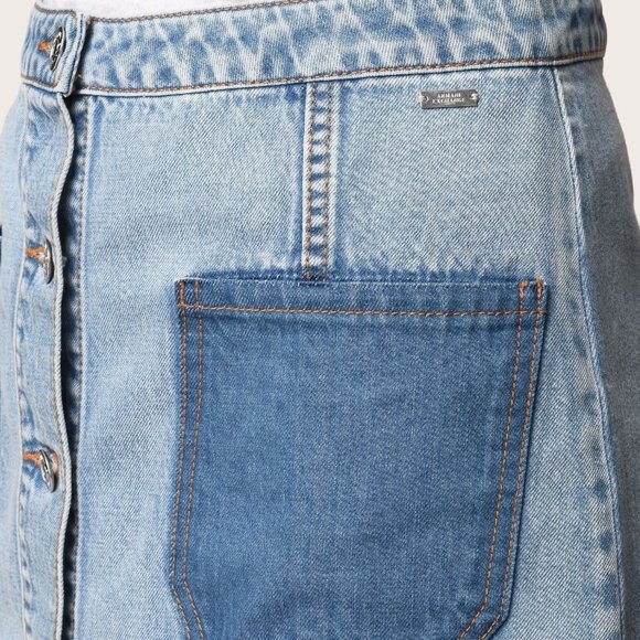 Armani Exchange A|X Contrast Pocket Button Front Denim Mini Skirt - Picture 5 of 6